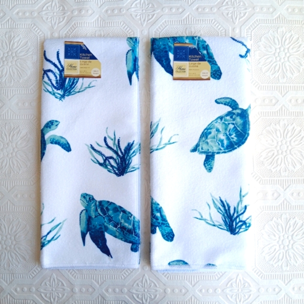 Beach Seaturtle Kitchen Towels 2 Pc